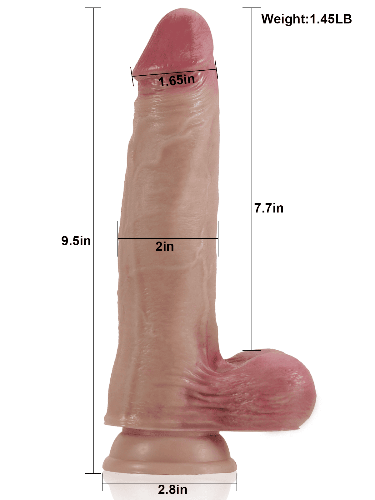 William L 9.5" - D 2" Real Soft Skin Dual Density Dildo